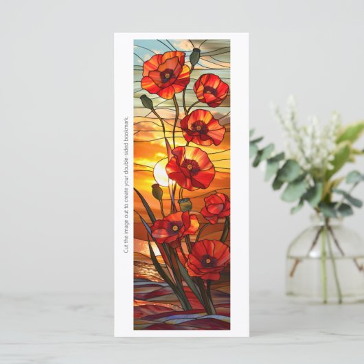 Creëer Uw eigen Glas in lood Poppies Bladwijzer (Staand voorkant)