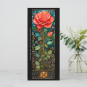 Creëer Uw Eigen Glas in lood Rozen Bladwijzer Kaar (Staand voorkant)