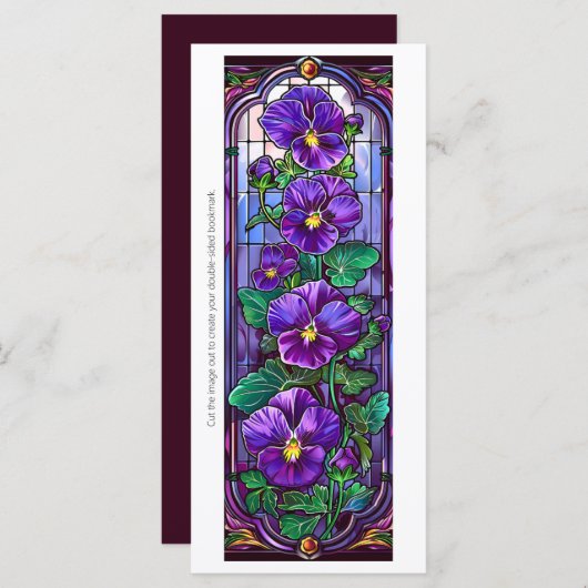 Creëer Uw Eigen Glas Paarse Pansies Bladwijzer Kaa (Voorkant / Achterkant)