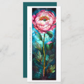 Creëer Uw Eigen Glas Roze Pioen Bladwijzer Kaart (Voorkant / Achterkant)