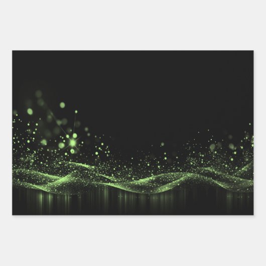 Creëer Uw Eigen  Glitter Lint Groen Inpakpapier Vel (Voorkant)