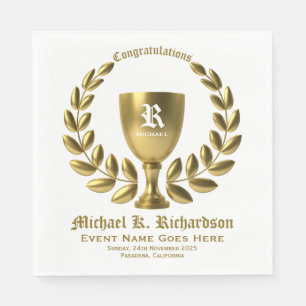 Creëer Uw Eigen Golden Cup Laurel Wreath Monogram Servet