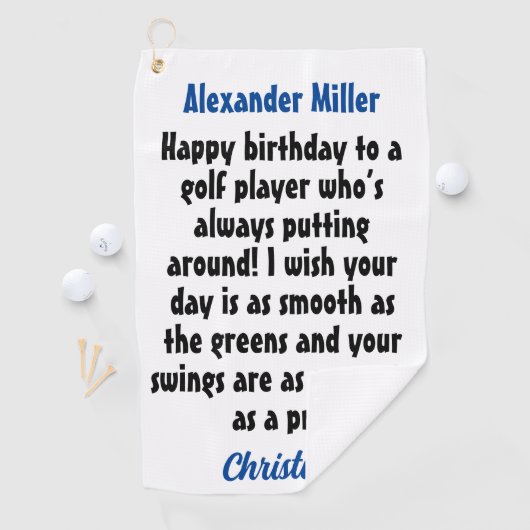 Creëer Uw Eigen Golfer Verjaardag Aangepaste Naam Golfhanddoek (Insitu)