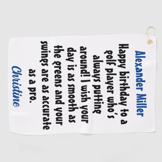 Creëer Uw Eigen Golfer Verjaardag Aangepaste Naam Golfhanddoek (Horizontaal)