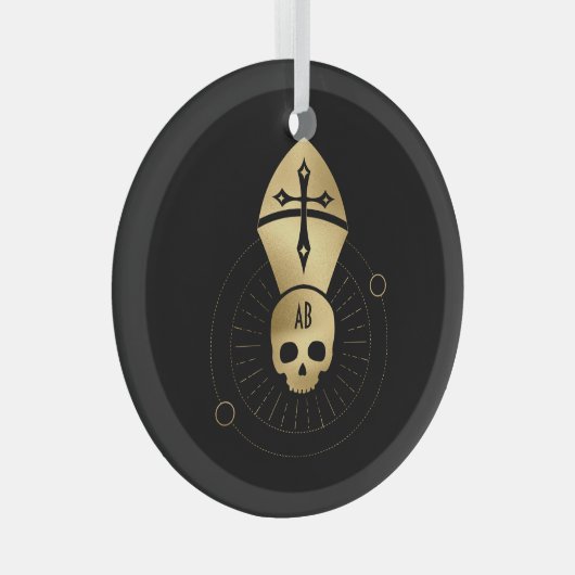 Creëer Uw eigen gouden Arcane Hierophant Tarot Glas Ornament (Voorkant Rechts)