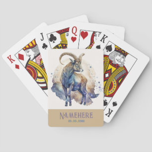 Creëer Uw Eigen Gouden & Blauwe Mystieke Steenbok Pokerkaarten