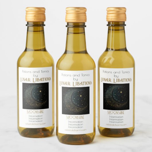 Creëer Uw Eigen Gouden Filigraan Maan Celestial Wijn Etiket (Flessen)