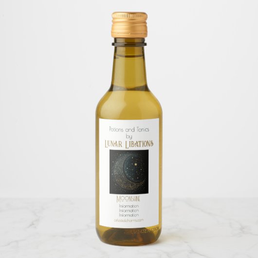 Creëer Uw Eigen Gouden Filigraan Maan Celestial Wijn Etiket (Voorkant)