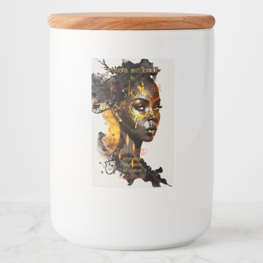 Creëer Uw eigen gouden godin Voedselcontainer Etiket (Voorkant)