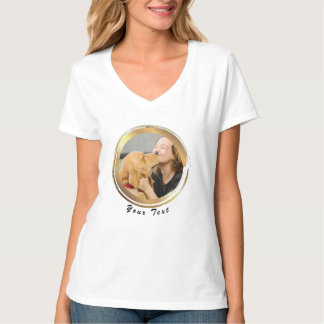 Creëer Uw eigen gouden ronde hond Foto T-shirt