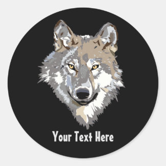 Creëer Uw eigen Grijze Wolf Classic Ronde Sticker