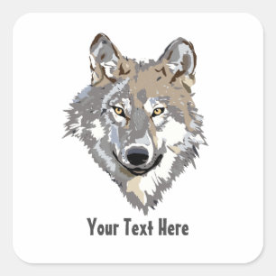 Creëer Uw eigen grijze wolf Classic Square Sticke Vierkante Sticker