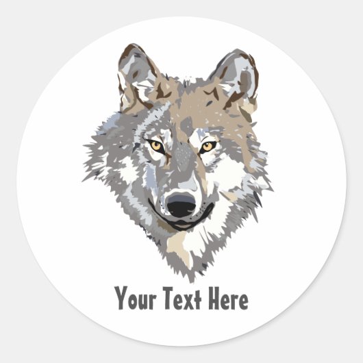 Creëer Uw eigen Grijze Wolf Ronde Sticker (Voorkant)