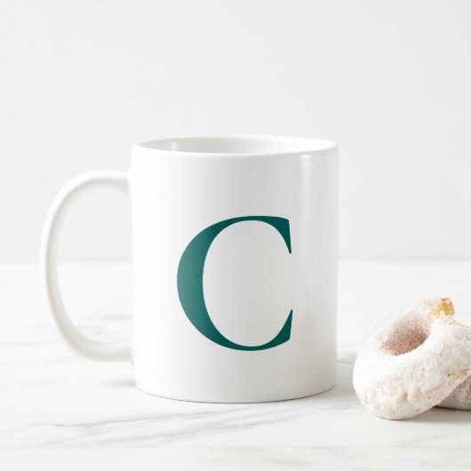 Creëer Uw Eigen Groot Blauwgroen Monogram Koffiemok (Met donut)
