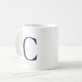 Creëer Uw Eigen Grote Marineblauw Monogram Koffiemok (Voorkant links)