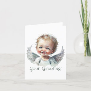 Creëer uw eigen Happy Baby Christmas Angel Feestdagen Kaart