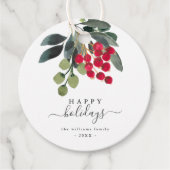 Creëer Uw eigen Happy Holiday Script Round Sticker Bedankjes Labels (Voorkant)