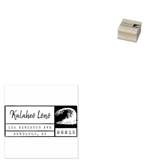 Creëer Uw eigen Hawaiian Surf Wave retouradres Rubberstempel (Gestempeld)