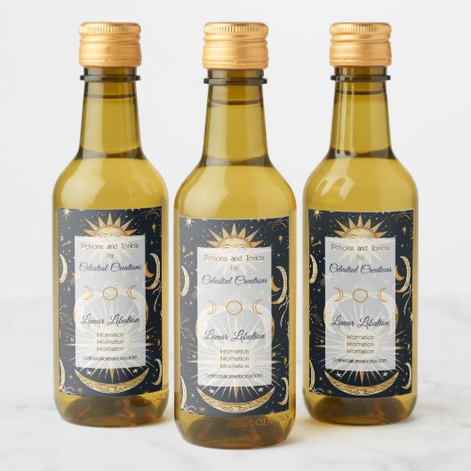 Creëer Uw Eigen  Hemelblauw & Goud Wijn Etiket (Flessen)