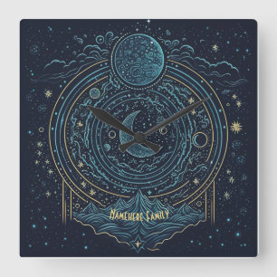 Creëer Uw eigen hemelse manen & bergen Vierkante Klok