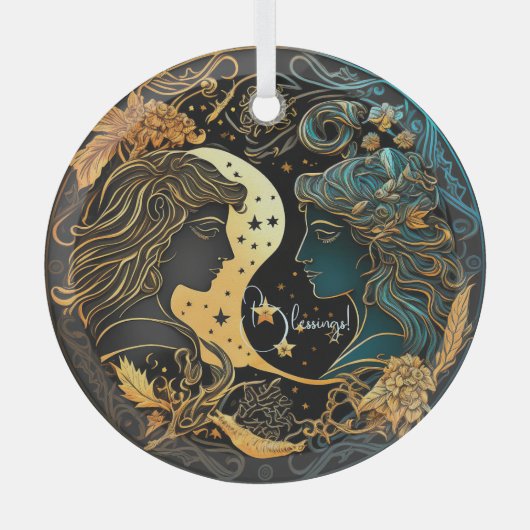 Creëer Uw eigen hemelse Tweelingen Zodiac Glas Ornament (Voorkant)