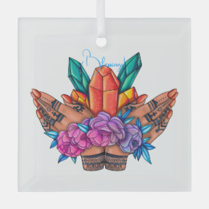 Creëer Uw Eigen Henna Handen Kristallen & Rozen Glas Ornament