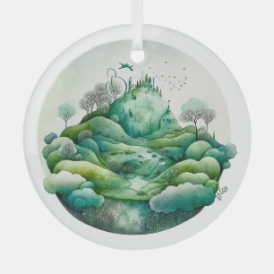 Creëer Uw eigen heuvelgroen landschap Glas Ornament