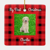 Creëer Uw Eigen Hondenfoto's 1e Kerstmis Keramisch Ornament (Achterkant)