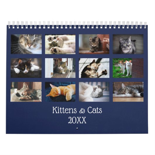 Creëer Uw Eigen Huisdier Foto Navy Blue Hoesje Kalender (Hoes)