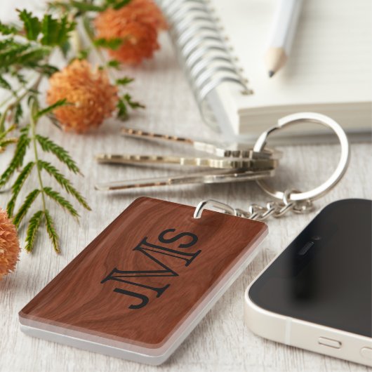 Creëer uw eigen Initialen met monogram | rustiek h Sleutelhanger (Voorkant Rechts)