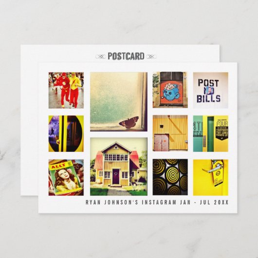 Creëer Uw eigen installagram Square Photo Collage Briefkaart (Voorkant / Achterkant)