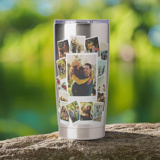 Creëer Uw eigen Instant Film Fotocollage Geïsoleerde Drinkbeker