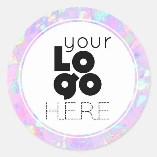 Creëer Uw eigen Iridescent Faux Opal Folie Logo Ronde Sticker (Voorkant)
