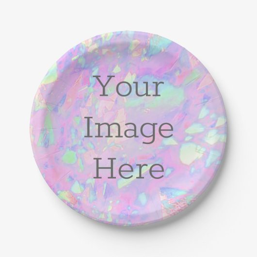 Creëer Uw eigen Iridescent Opal Faux Holographic Papieren Bordje (Voorkant)