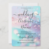 Creëer uw eigen iriserende roze & cyaan bruiloft kaart (Voorkant)