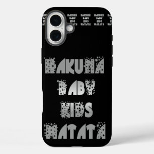 Creëer Uw Eigen Jet Zwart Baby Kinder Hakuna Matat iPhone 16 Plus Hoesje