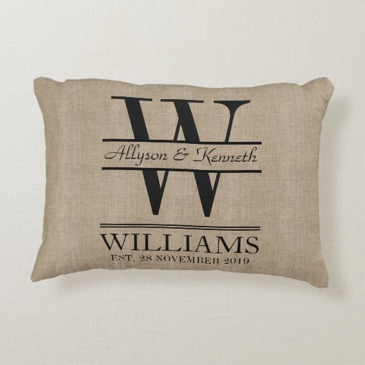 Creëer Uw eigen Jubileum Burlap Decoratief Kussen (Achterkant)