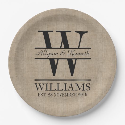 Creëer Uw eigen Jubileum Burlap Papieren Bordje (Voorkant)