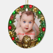 Creëer uw eigen kerst Baby foto Keramisch Ornament (Links)
