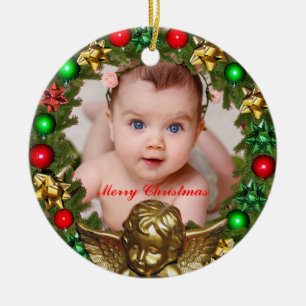 Creëer Uw eigen kerstBaby foto Keramisch Ornament