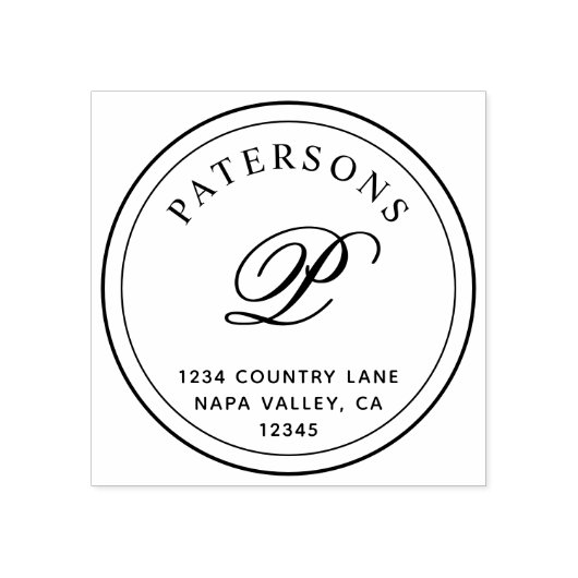 Creëer Uw eigen klassieke monogram retouradres Rubberstempel (Afrduk)
