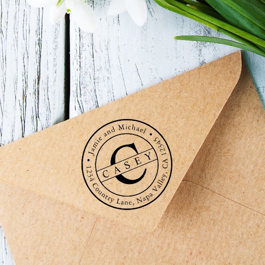 Creëer Uw eigen klassieke monogram retouradres Zelfinktende Stempel