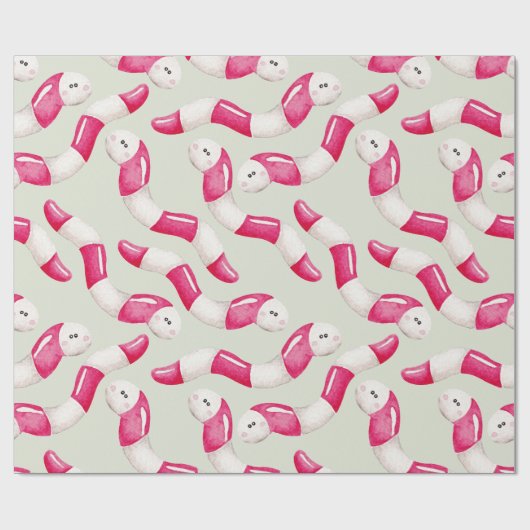 Creëer uw eigen kleurkeuze pepermuntwormen cadeaupapier (Vlak)