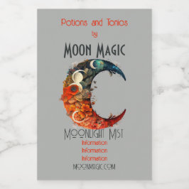 Creëer Uw eigen kleurrijke 3D Bloemen Boho Moon Wijn Etiket