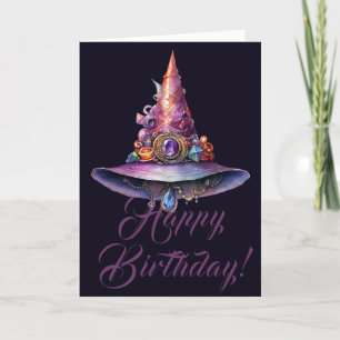 Creëer Uw eigen kleurrijke Bejeweled Witch Pet Feestdagen Kaart