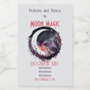 Creëer uw eigen kleurrijke Boho Crescent Moon Flor Wijn Etiket
