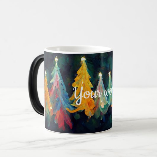 Creëer Uw eigen kleurrijke kerstbomen Magische Mok (Voorkant links)