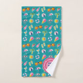 Creëer Uw eigen kustpatroonmonogram Blauwgroen Bad Handdoek (Handdoek)