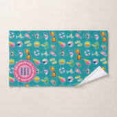 Creëer Uw eigen kustpatroonmonogram Blauwgroen Bad Handdoek (Handdoek)