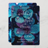 Creëer uw eigen levendige blauwe en paarse bloemen kaart (Voorkant / Achterkant)